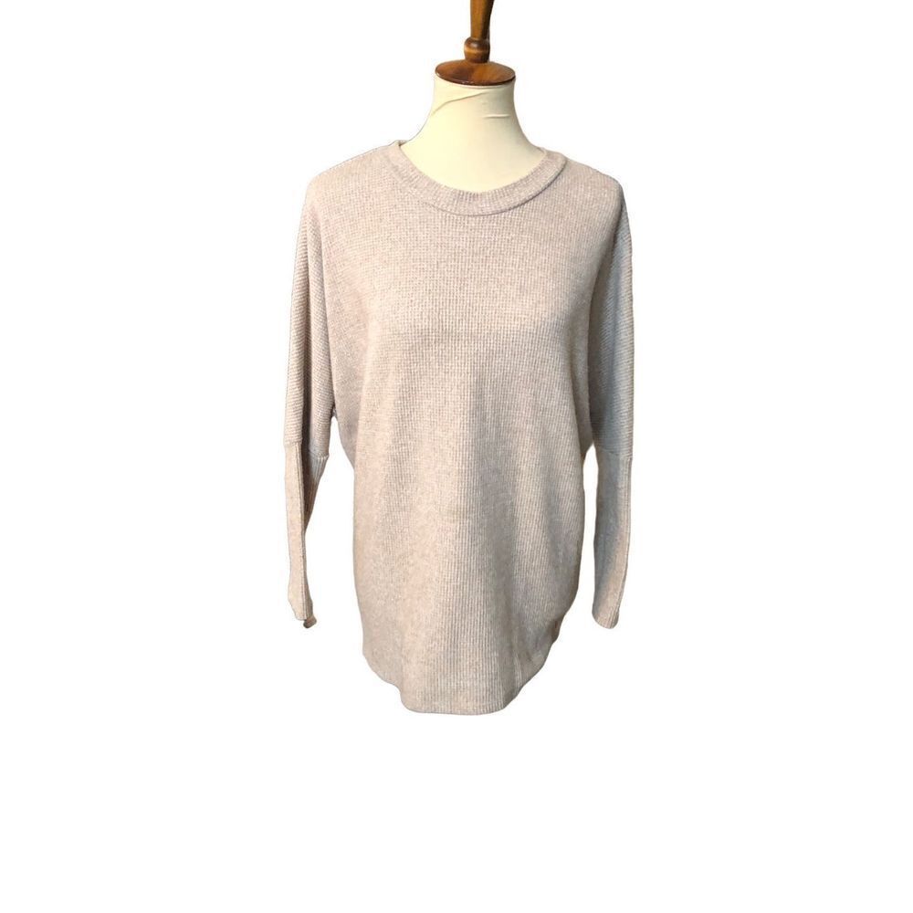 Love Kuza oatmeal waffled dolman sleeve jersey knit boxy pullover